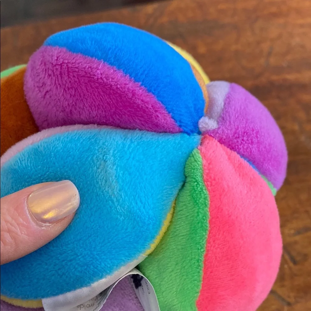 Eeboo Colorful Soft Sensory Chime Crinkle Ball Toy